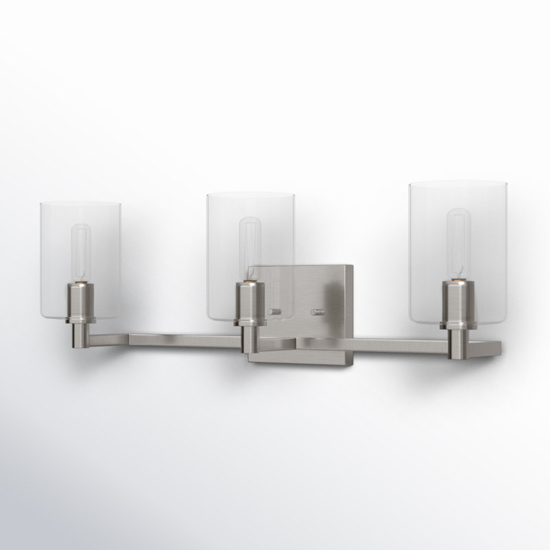 Brushed Nickel 3-Light Dimmable Vanity Light with Clear Glass Shades