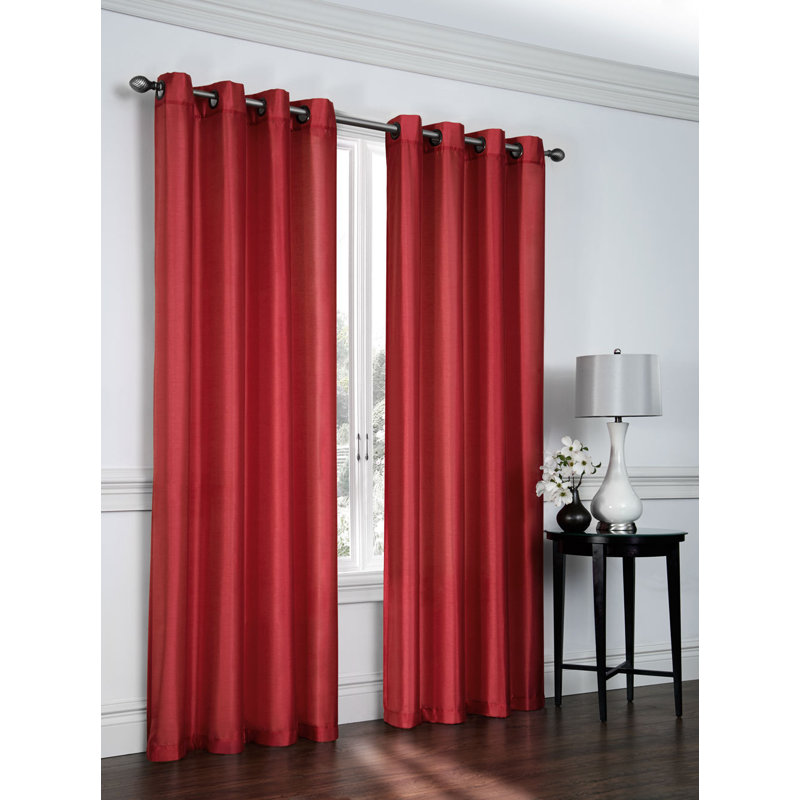 Belterra Sheer Curtain Pair, Red