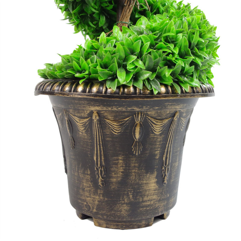 Faux Topiary in Planter, 90cm H x 35cm W x 35cm D, Green