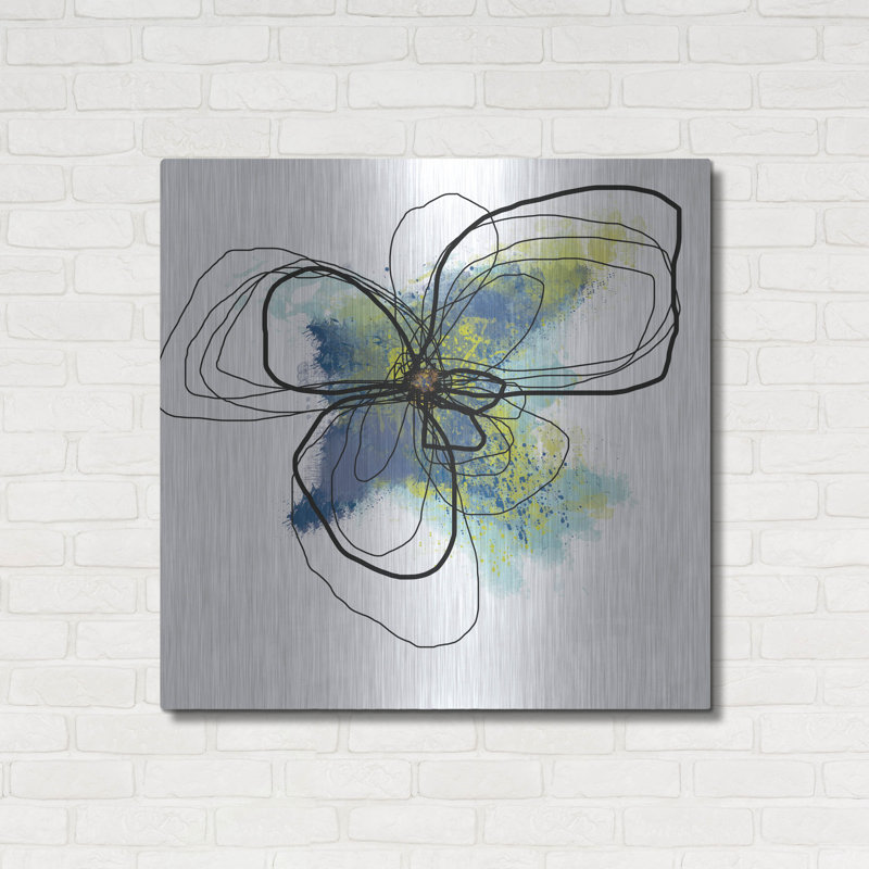 «Azure Petals II» par Jan Weiss, art mural en métal, H 36 po x l 36 po