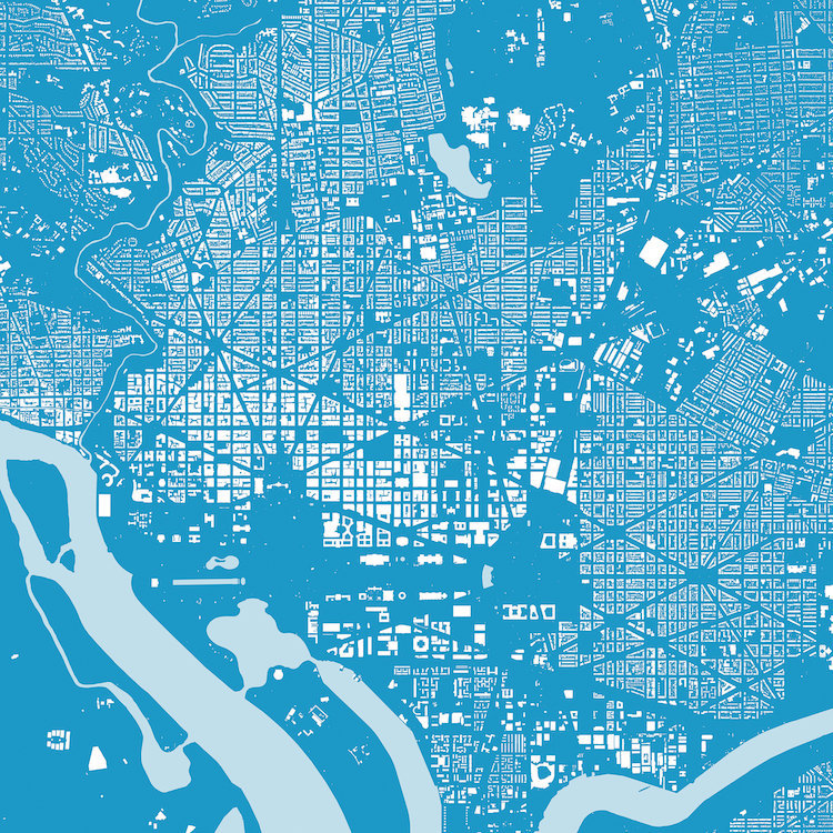 « washington d.c. », impression carrée sur toile tendue, H 12 po x l 12 po x P 0,75 po
