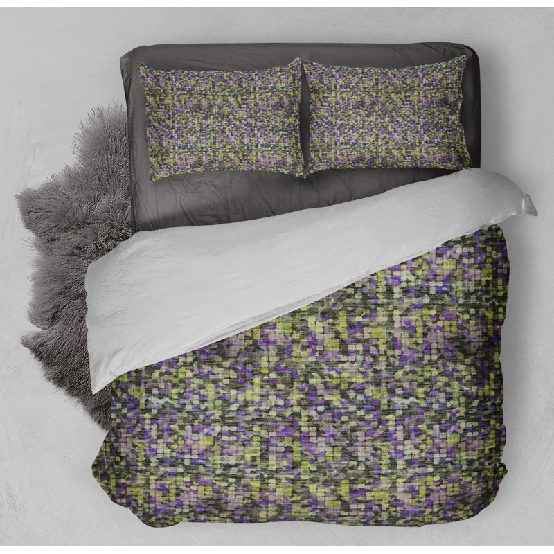 Polyester Twill Abstract Duvet Cover, Queen Duvet Cover + 2 Standard Pillowcases