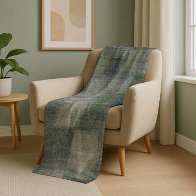 Addison Machine Washable Sherpa ASB742 Squares Throw Blanket