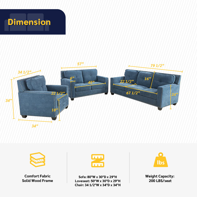 Altino 3 - Piece Living Room Set