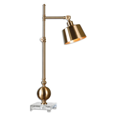 Lampe de bureau transparente en laiton brossé 33,25 po Kalvyn