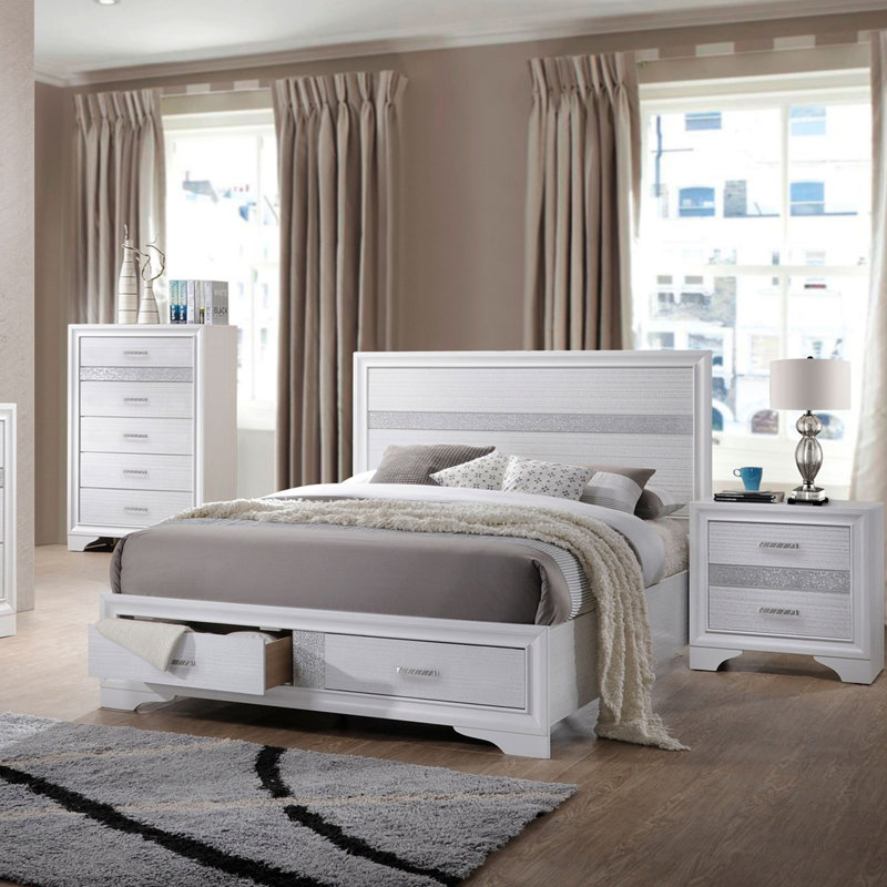 Urbana Storage Panel Bed, White, Queen