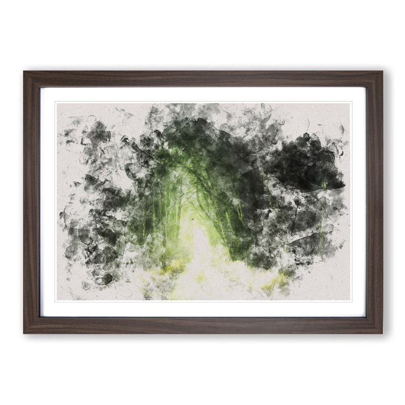 Secret Forest Watercolour - Picture Frame Graphic Art Print, Walnut Framed, 45cm H x 63cm W x 2cm D