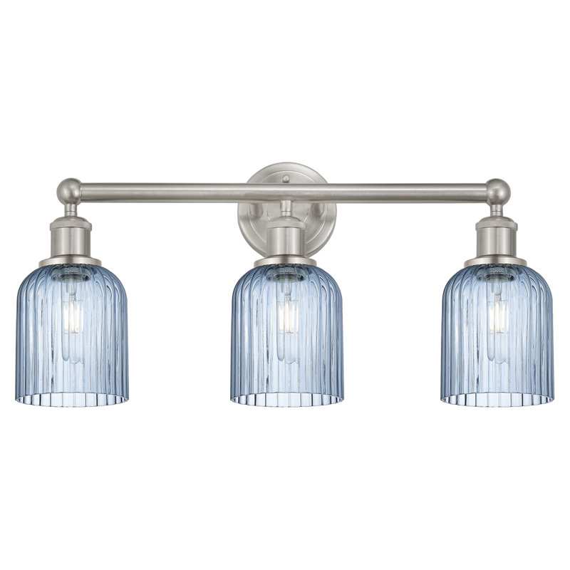Abat-jour de salle de bain 3 lumières Edison Northgate, Nickel satiné, Bleu