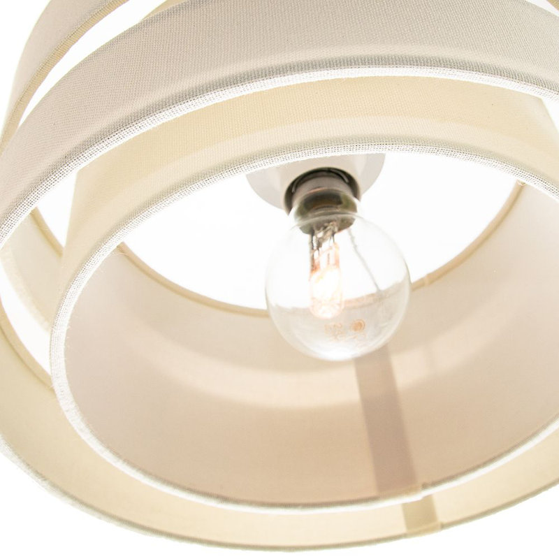 Contemporary Quality Linen Fabric Triple Tier Ceiling Pendant Light Shade, Cream, 17cm H x 35cm W x 35cm D