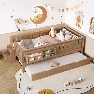 Bed with Built-in Bookshelves and Trundle