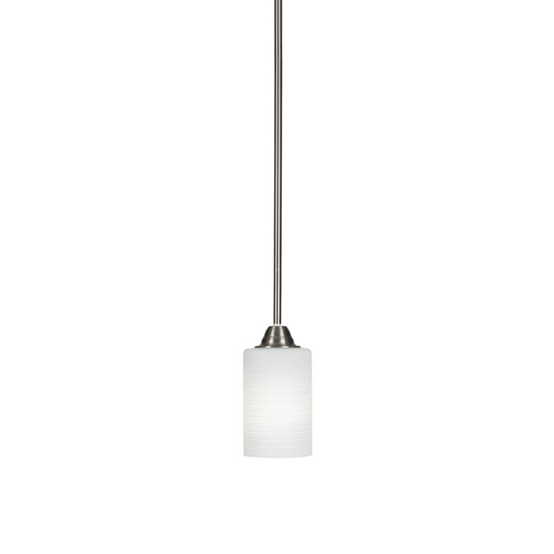 Ahern Stem Hung Pendant With 4" Glass, 13.5" H x 4" W x 4"D, White, Brushed Nickel