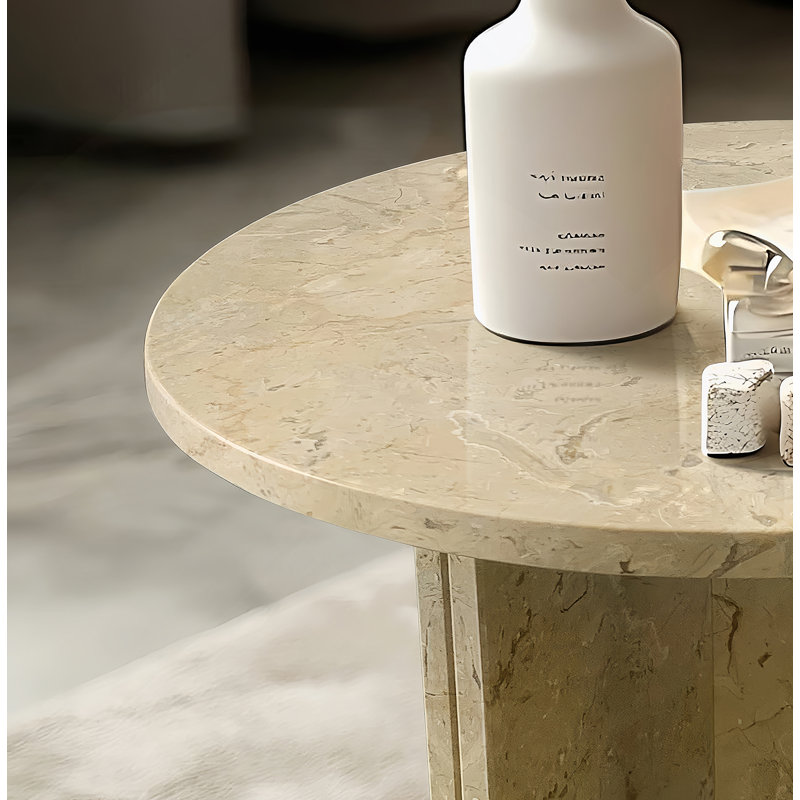 Table basse, petite table, table de salon et pierre naturelle Glod, Beige