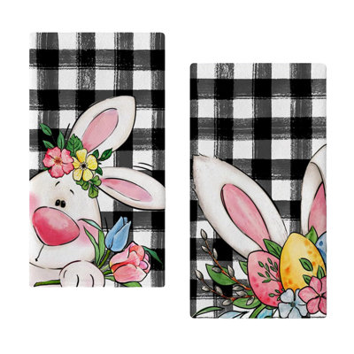 Set Of 2 Easter Themed Kitchen Towel, Absorbent Dish Cloth For Cooking And Baking, 26x17.7in Multicolor