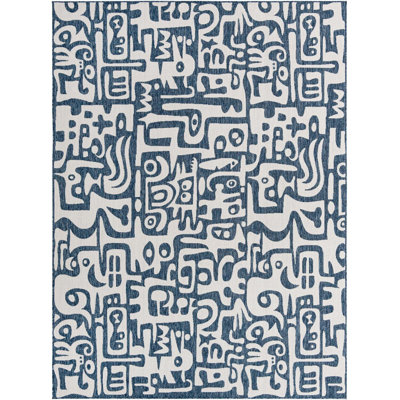 Tapis contemporain de couleur Nykeia de couleur bleue