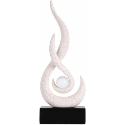Modern Abstract Beige Resin Flame Sculpture
