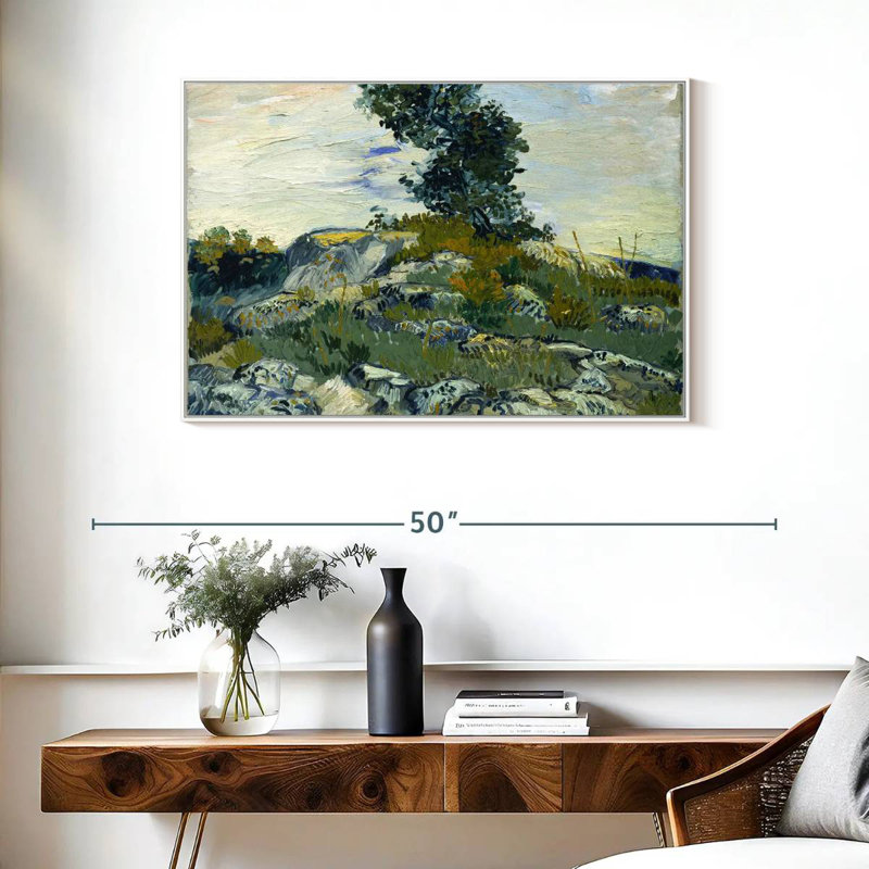 The Rocks, 37 po x 25 po, Cadre flottant blanc