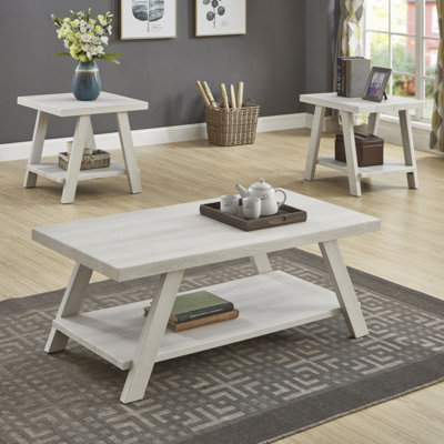 Tevis 3-Piece Wood Coffee Table with Shelf