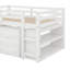 Lit mezzanine double avec armoire, tablettes et bureau