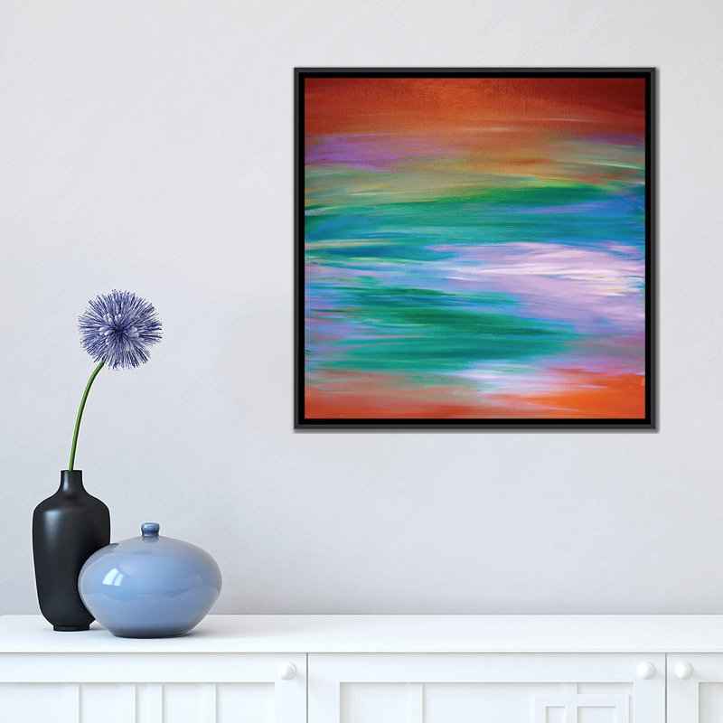 Bright Horizons IV, reproduction d'art sur toile tendue, H 18 po x l 18 po x P 1,5 po, Toile avec cadre noir, Pas de tapis