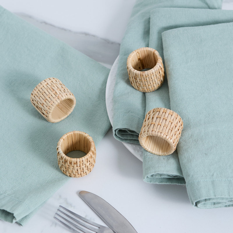  Rattan Napkin Ring Set/4