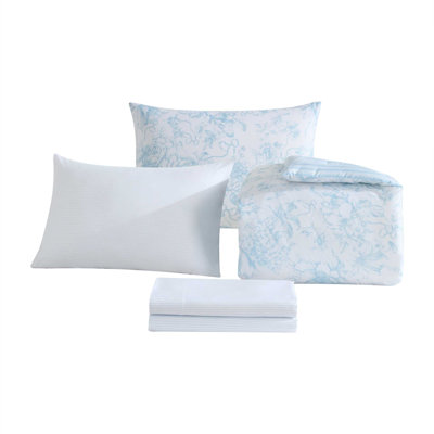 Laura Ashley Delphine Reversible Blue Comforter Bonus Set