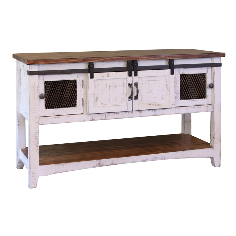 Pueblo White 2 Sliding Doors, 2 Mesh Doors Sofa Table