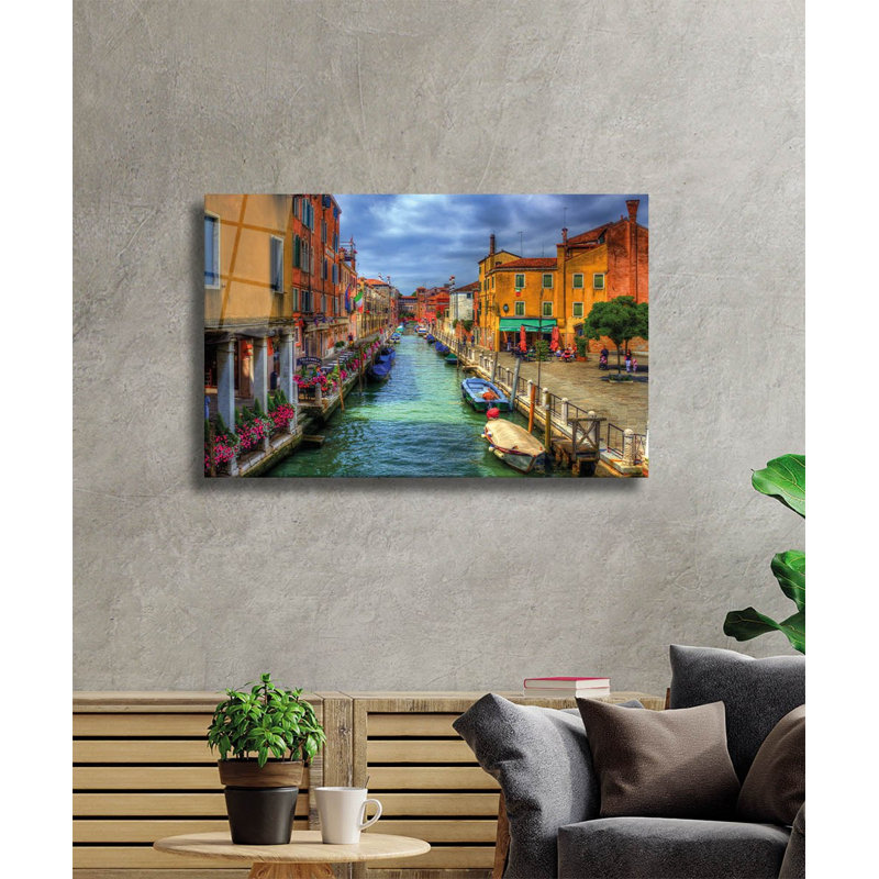 Peinture élégante en verre trempé décoratif, 27,6 po x 43,3 po | 100% verre trempé, épaisseur: 0,16 pouce | Superbe décoration intérieure pour le salon, le bureau ou la galerie | Pièce d'art unique, durable et élégante