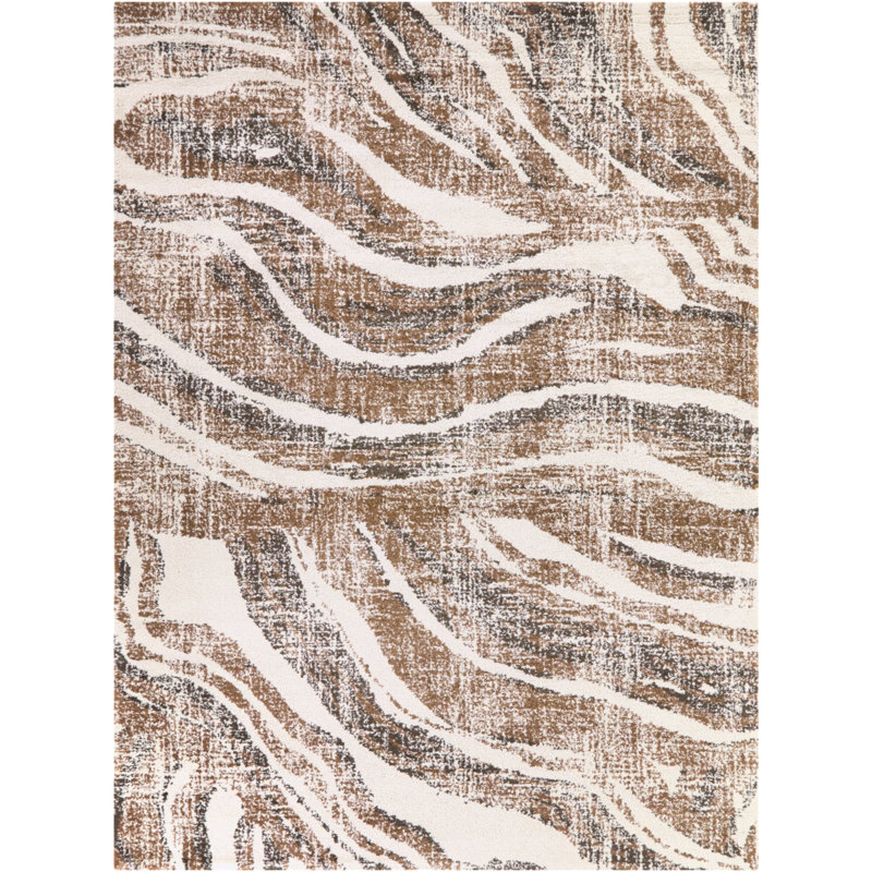 Tapis à motif abstrait rouille Julio, Rectangle 5 pi 3 po x 7 pi
