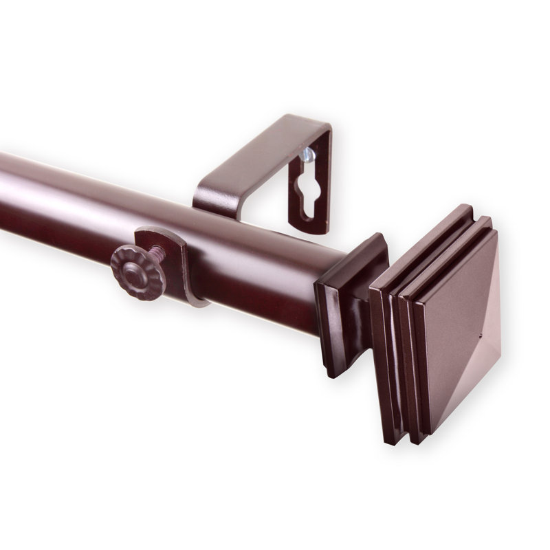 Tringle à rideau simple Bedpost, 120 à 170 po de largeur, Acajou