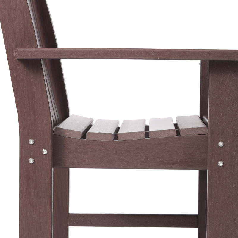 Laguna Poly 5-Piece Square Table Garden Arm Chair Dining Set, Dark Brown