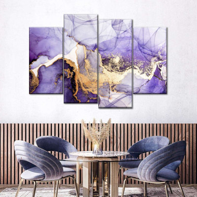 «Purple Haze Abstract», reproduction sur toile tendue de 4 pièces