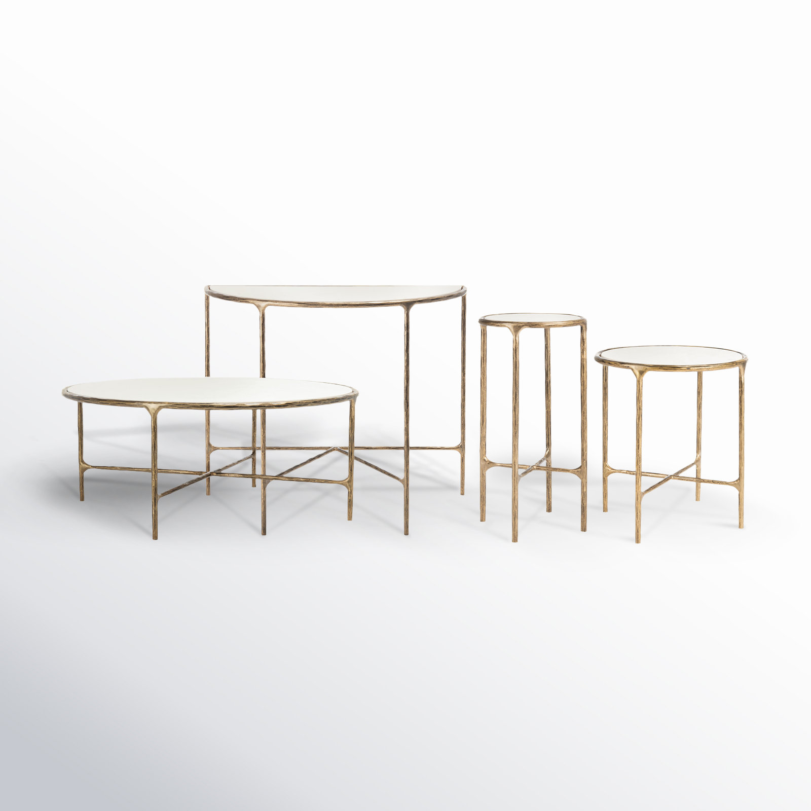 Evelynn 4 - Piece Living Room Table Set, White, Brass