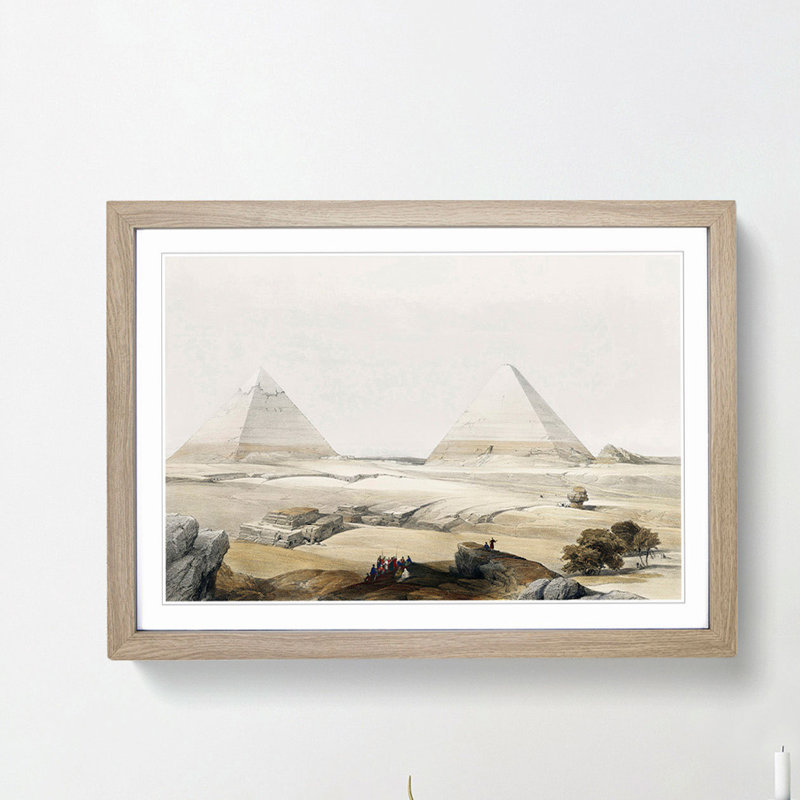 Pyramids of Giza by David Roberts - Picture Frame Painting Print, 27cm H x 36cm W x 2cm D, Oak Framed