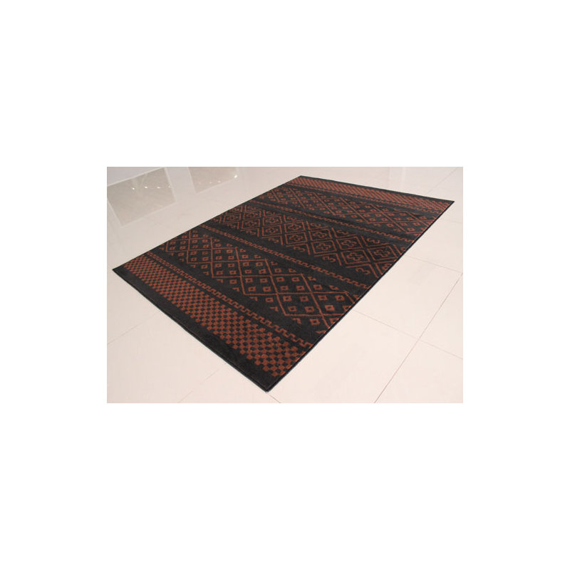 Tapis noir/brun zone, Rectangle 5 pi 3 po x 7 pi 2 po