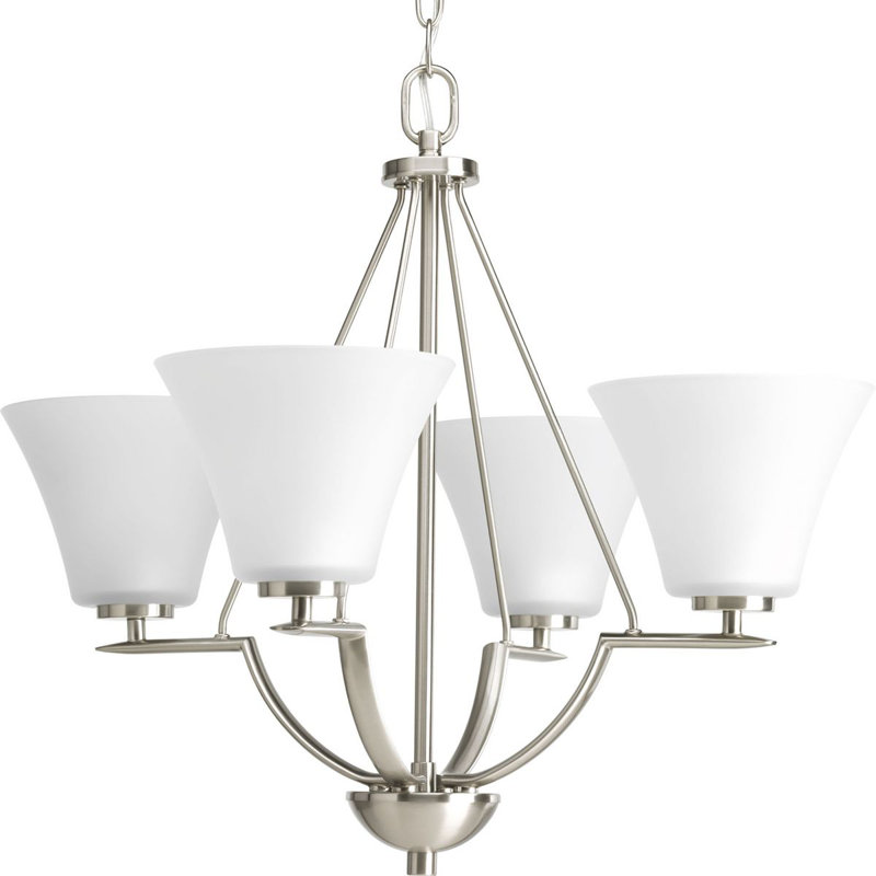 Karla Dimmable Classic / Traditional Chandelier, Brushed Nickel, 4