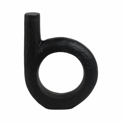 Decorative Looped Metal Sculpture Object for Home Decor Accent - Abstract Figurine Statue Ideal Decoration for Living Room or Console Table Styling - Black