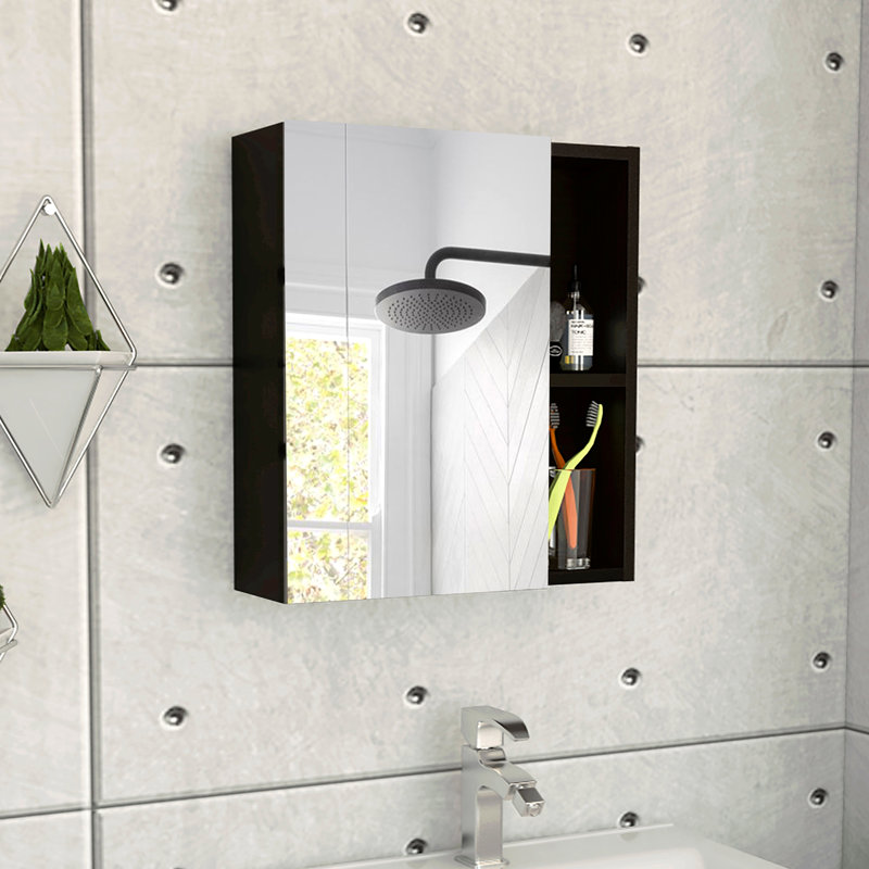 Labelle Medicine Cabinet With Mirror, Five Internal Shelves, Single Door -Black, Black