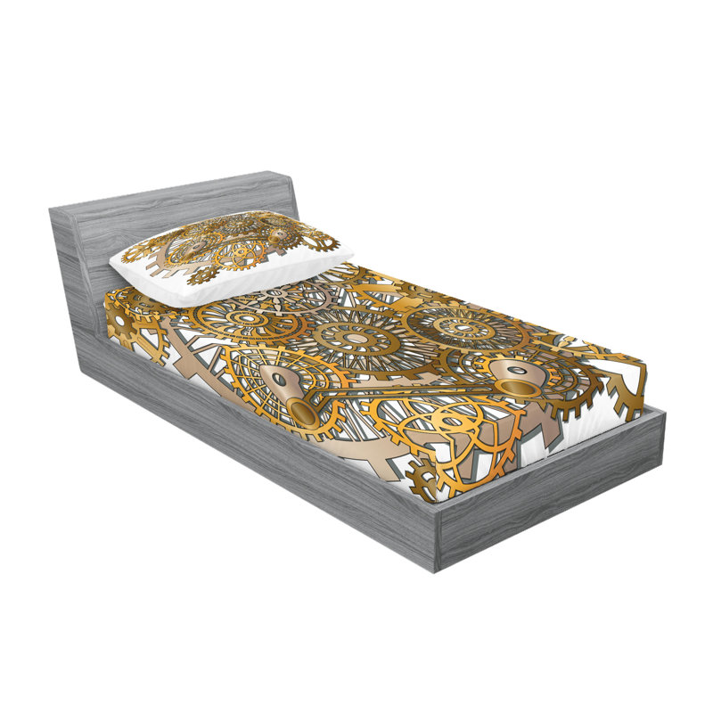 Ensemble de draps steampunk gear, Ensemble de draps pour lit simple TG avec 1 taie d