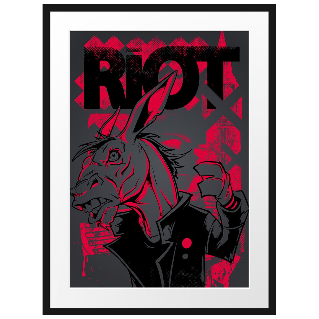 Gerahmtes Poster Riot Black