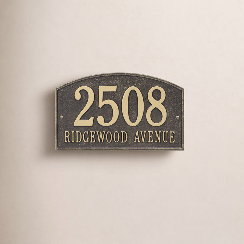 Plaque d'adresse murale sur 2 lignes Legacy, Laiton antique, Oui