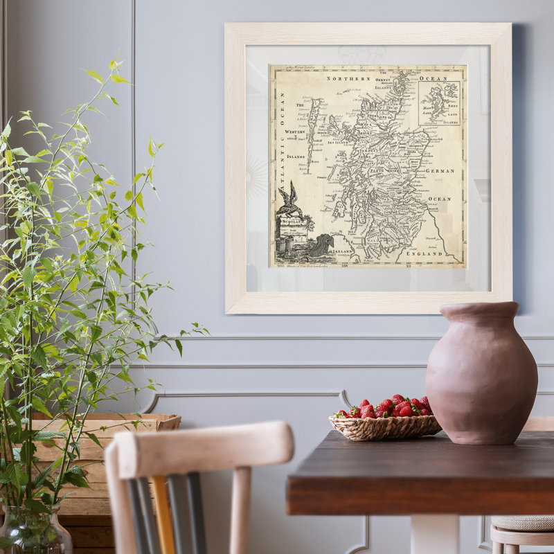 Carte de l'Écosse, impression encadrée, H 31,5 po x l 31,5 po x P 1,5 po, Papier encadré blanc