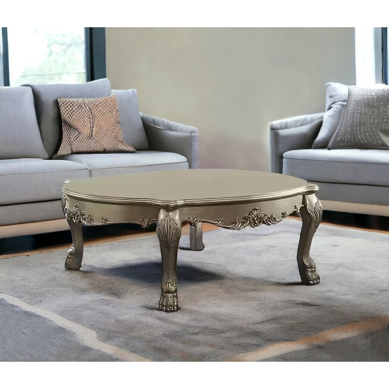 Dresden II Luxurious Antique Gold and Bone Square Coffee Table