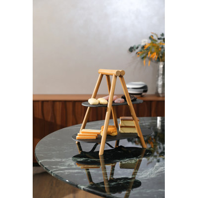 Koley Bamboo 2 Tiered Serving Tray