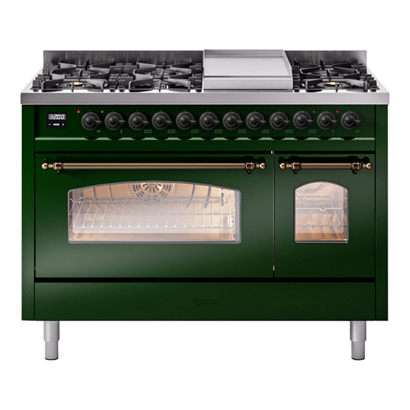 ILVE Nostalgie II 48 Dual Fuel Range , Natural Gas, Emerald Green/Bronze