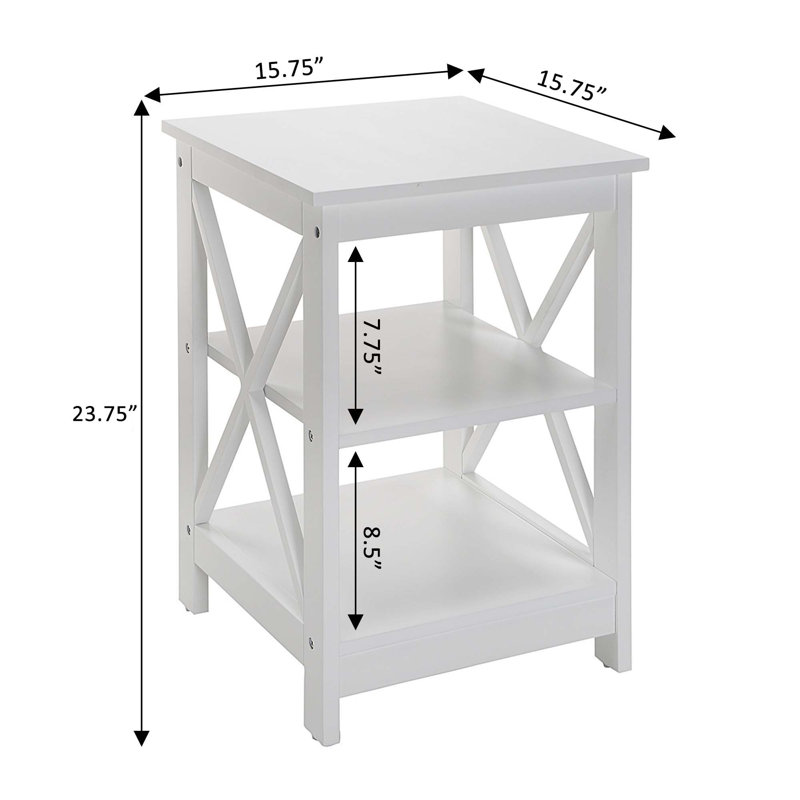 Darek End Table with Storage, White