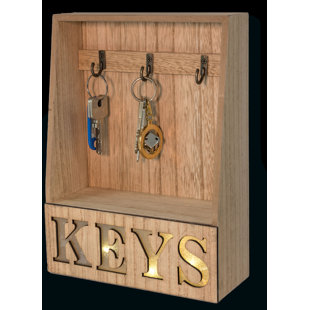 Manufactured Wood Wall Organizer with Key Hooks