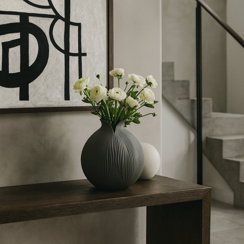 Onycha Handmade Ceramic / Porcelain Table Vase, Gray