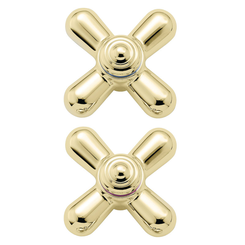 Monticello Large Cross Handle Inserts, Polished Brass