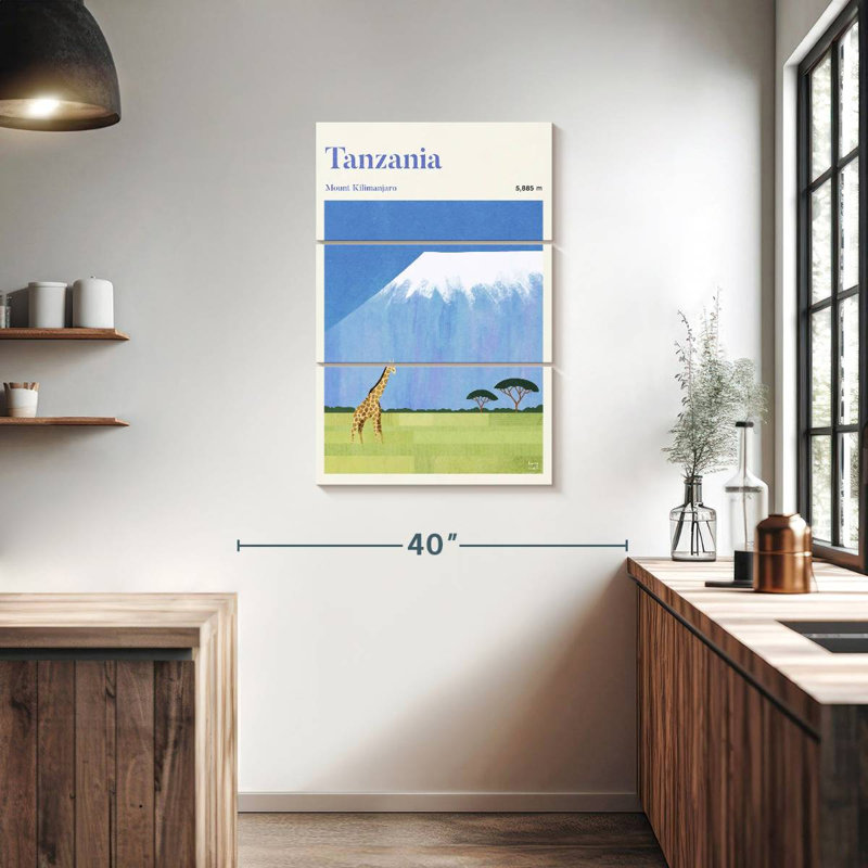 Affiche de voyage Masam Tanzanie Kilimanjaro, H 38 po x l 24 po