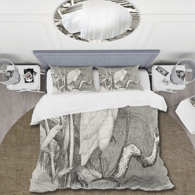 Little Egret Bird - Farmhouse Duvet Cover Set - Microfiber Polyester